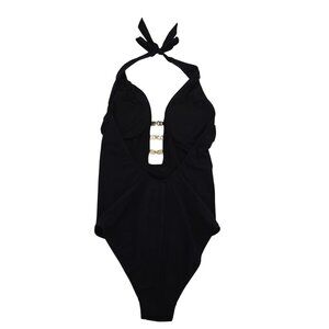 Tory Burch Black Gemini Link Plunge One-Piece Swimsuit Size Medium